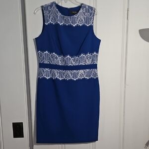 Elegant Royal Blue Lace Midi Dress